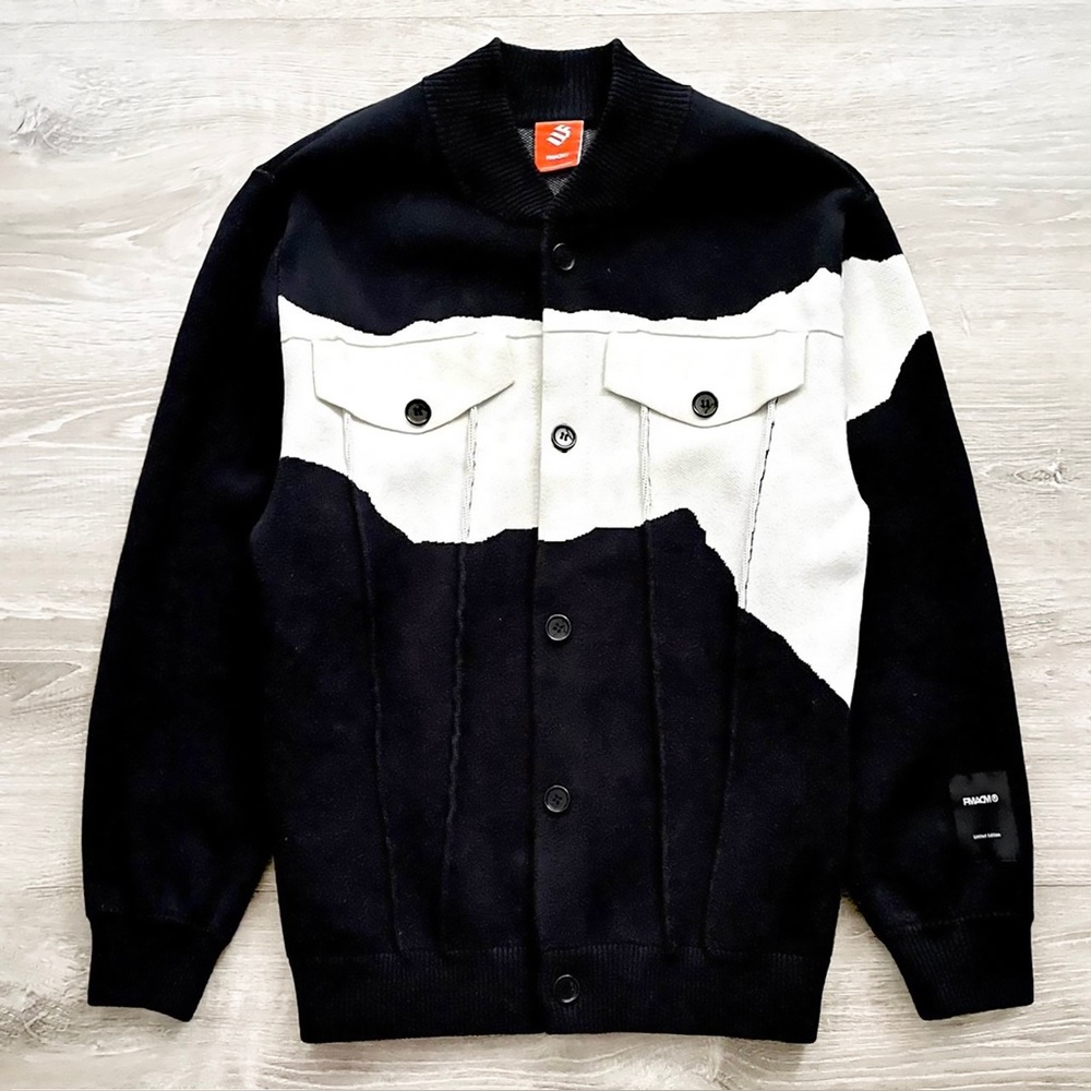 FMACM | Ripped Trend Colorblock Cardigan Sweater